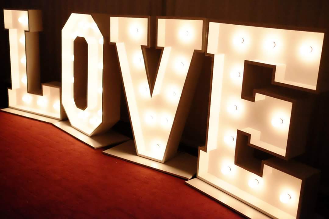 Giant illuminated Love Letters